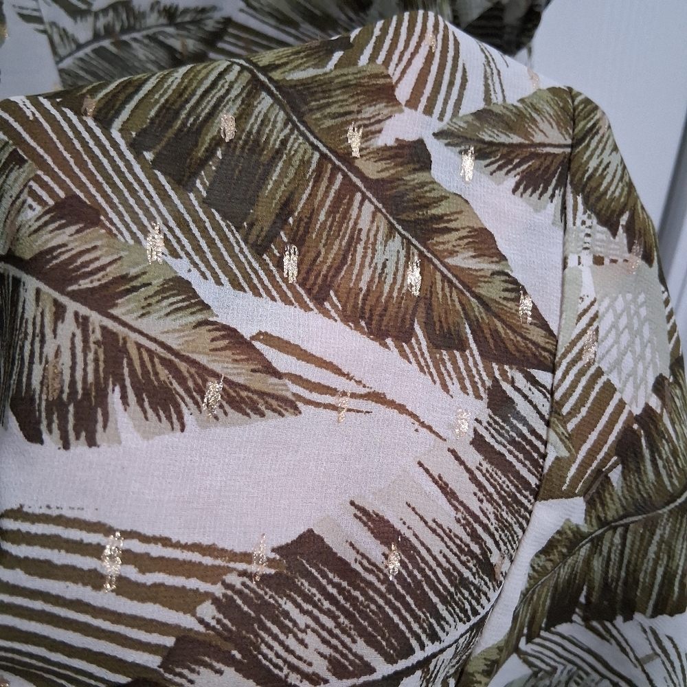 Kimono Duster Tropical Print Botanical Palm Leaves Long Length Gypsy Moondust - Picture 15 of 17